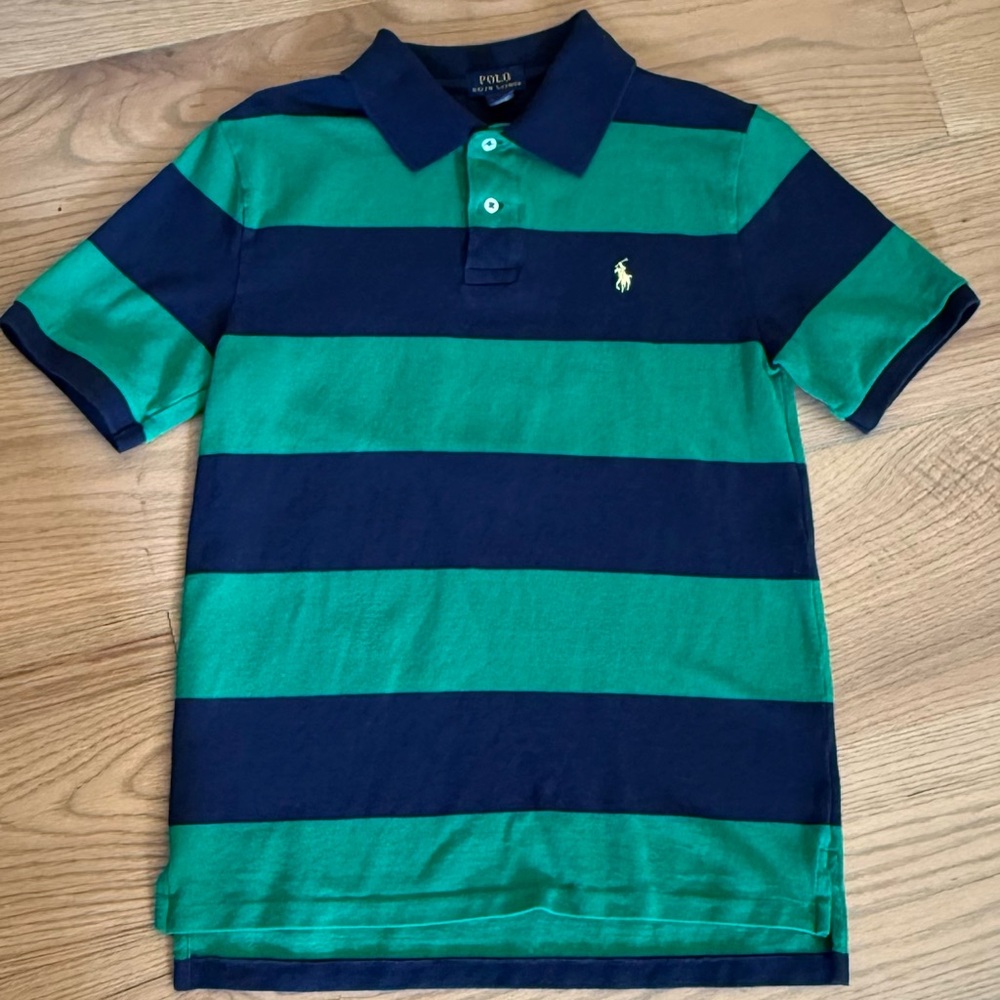 Polo by Ralph Lauren Kids Striped Polo Shirt in Green and Navy